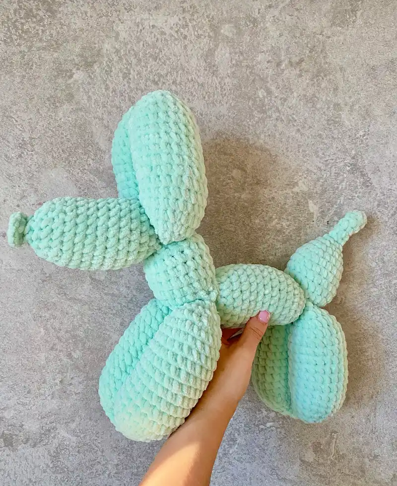 Soft Mint Green Chenille Balloon Dog Sculpture