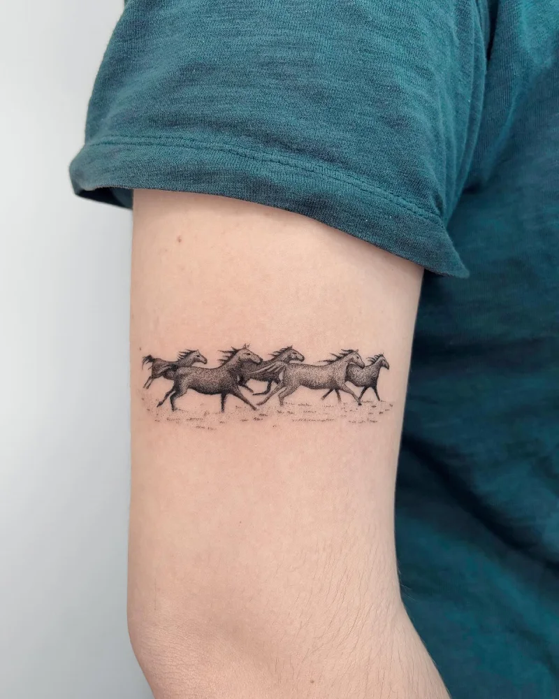 Stipple-Shaded Micro Running Wild Herd Vignette on Inner Arm