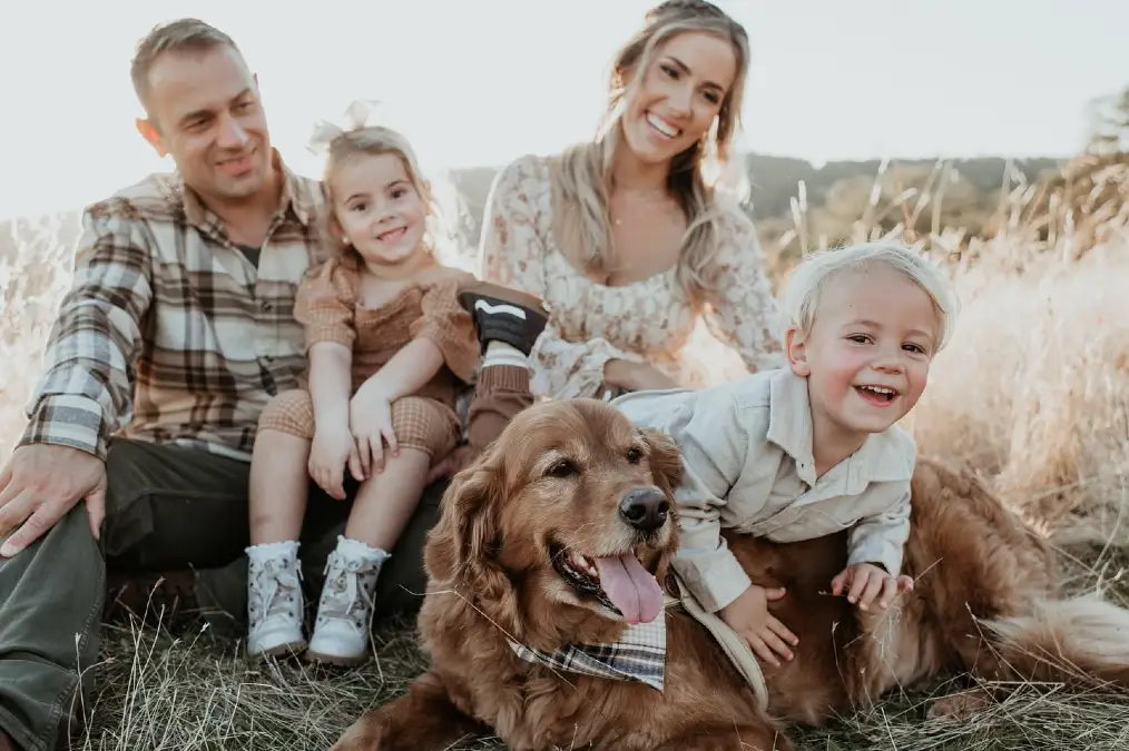 Sunlit Meadow Portraits with Kids and Dogs