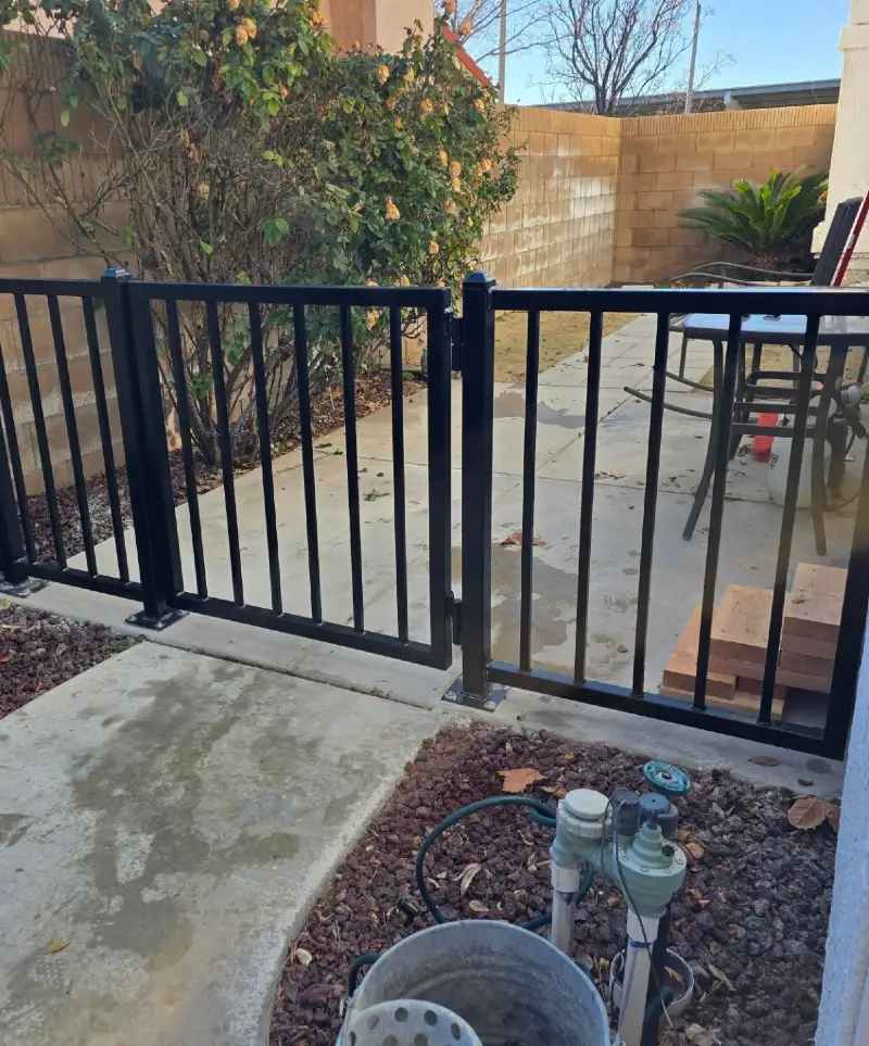 Surface-Mounted Wrought Iron Slatted Patio Fence