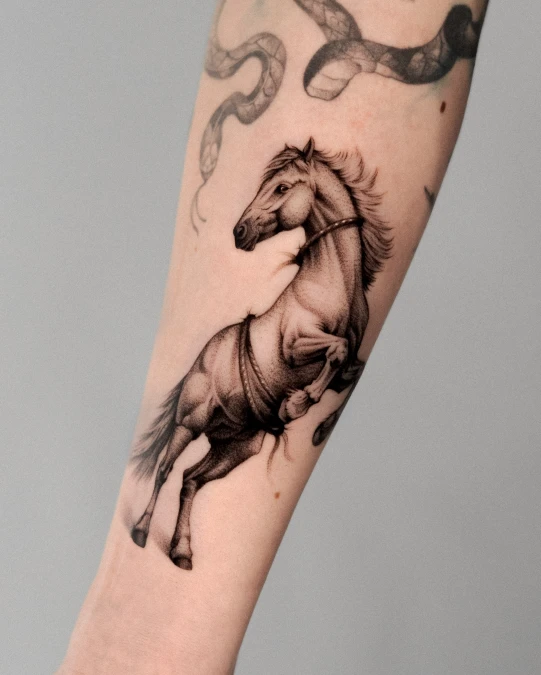 Textured Rearing Horse Forearm Ink