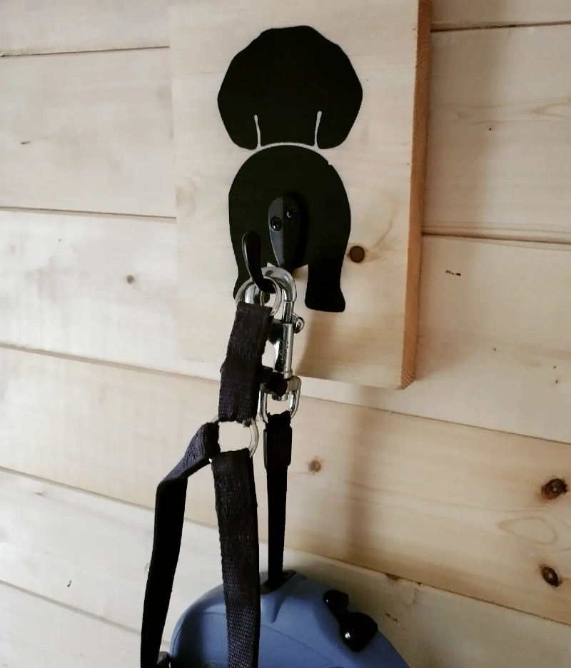 Unfinished Pine Plaque on Timber Shiplap with Black Dog Silhouette