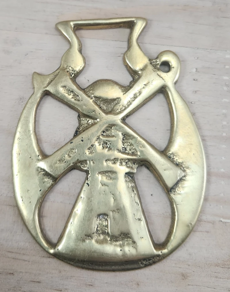 Vintage Brass Windmill Cutout Medallion