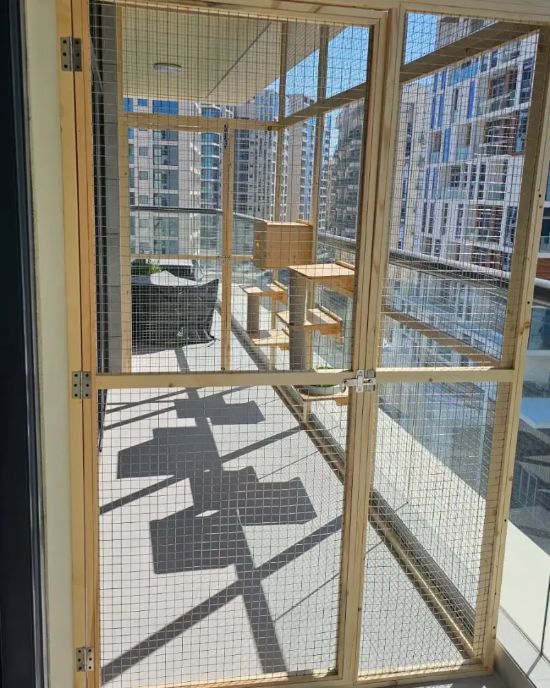 Walk-In Balcony Enclosure with Integrated Cat Tree