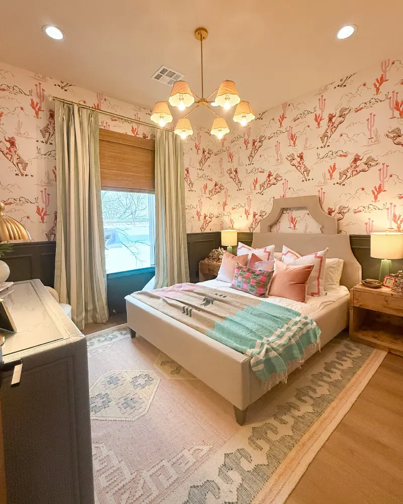 Western Desert Wallpaper with Sculptural Cutout Headboard