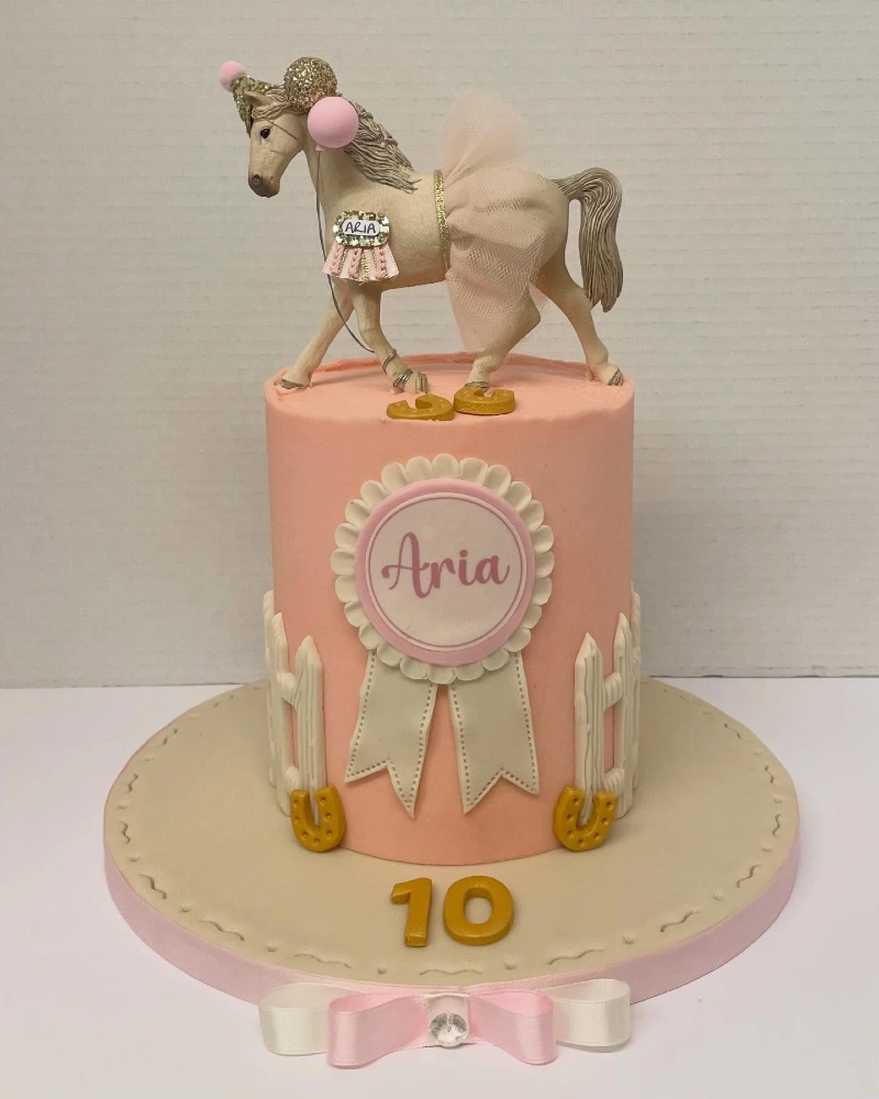 Whimsical Ballerina Pony Cake with Tulle Skirt and Oversized Prize Ribbon