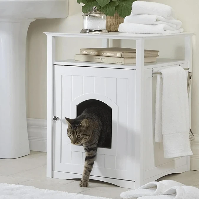White Beadboard Bathroom Storage Console