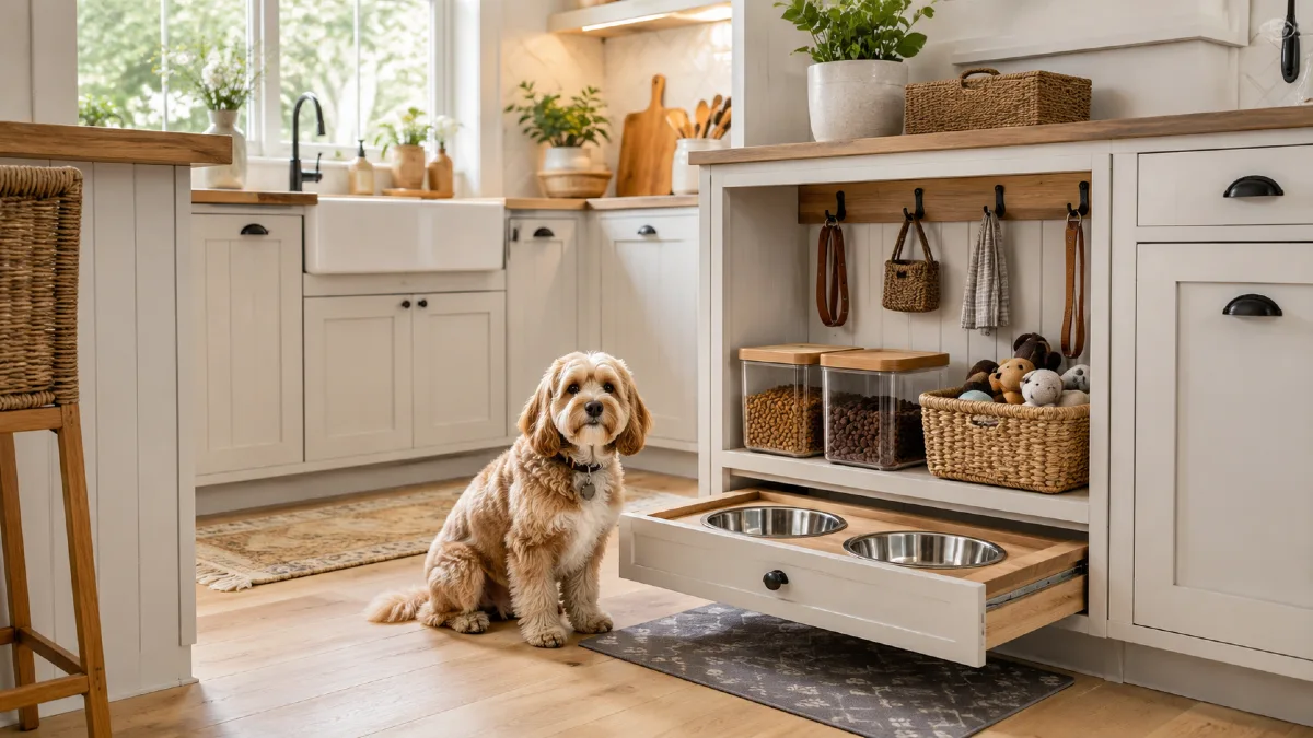 17 DIY Pet Food Station Ideas That Keep Kitchens Clean