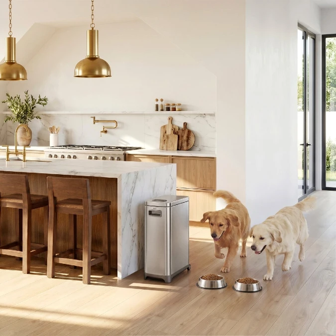 Sleek Stainless Steel Freestanding Bin