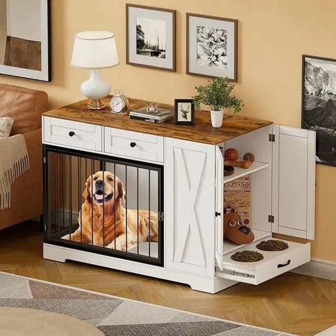 White Wood Console With Hidden Side Storage